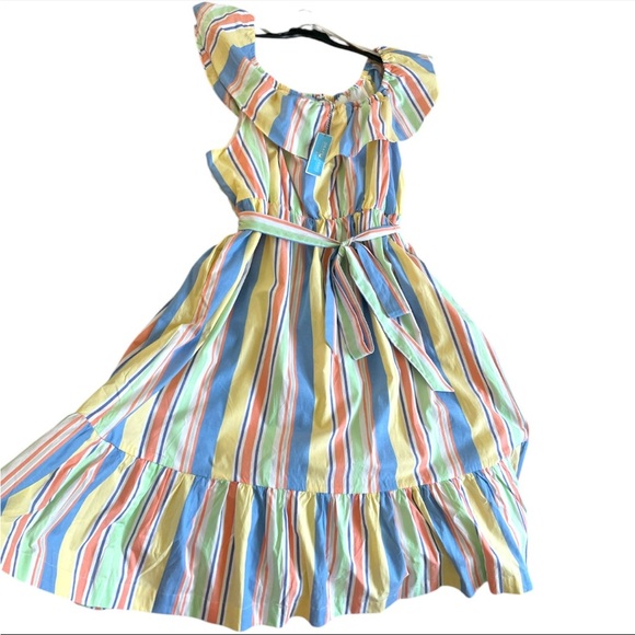 Draper James size 3X Multi color Stripe Off Shoulder Ruffle Midi Dress New - Picture 5 of 8